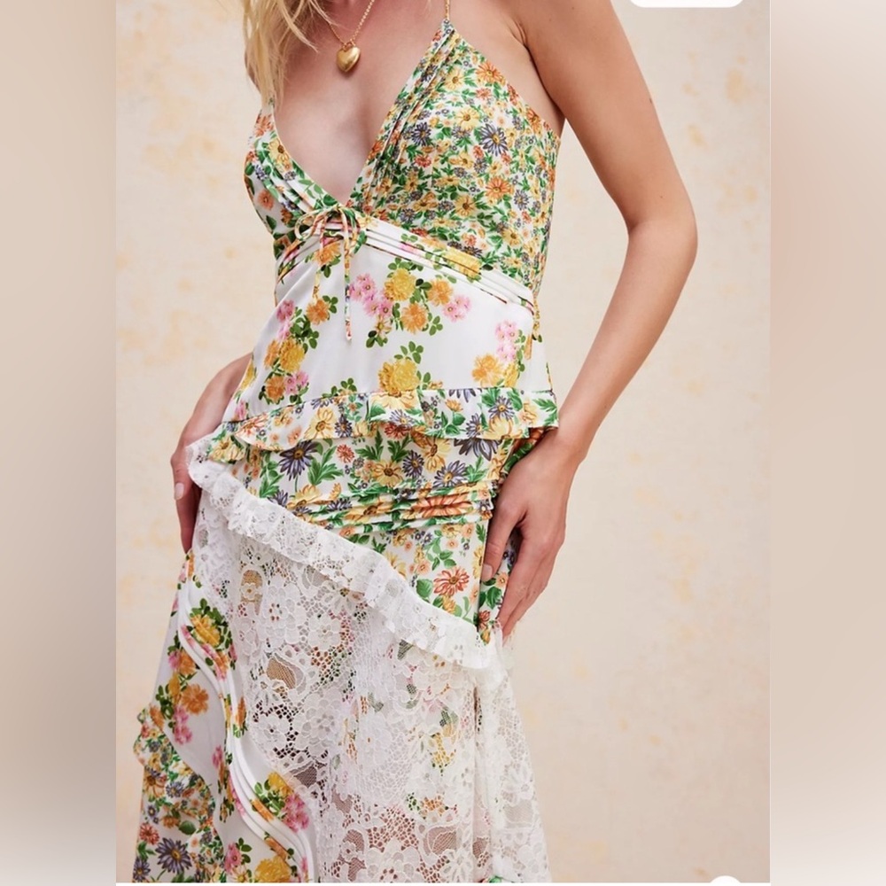 FOR LOVE & LEMONS ROSALYN MAXI DRESS IN MARIGOLD SZ M